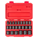 23-Piece TEKTON 1/2 Inch Drive Shallow 6-Point Impact Socket Set With Case