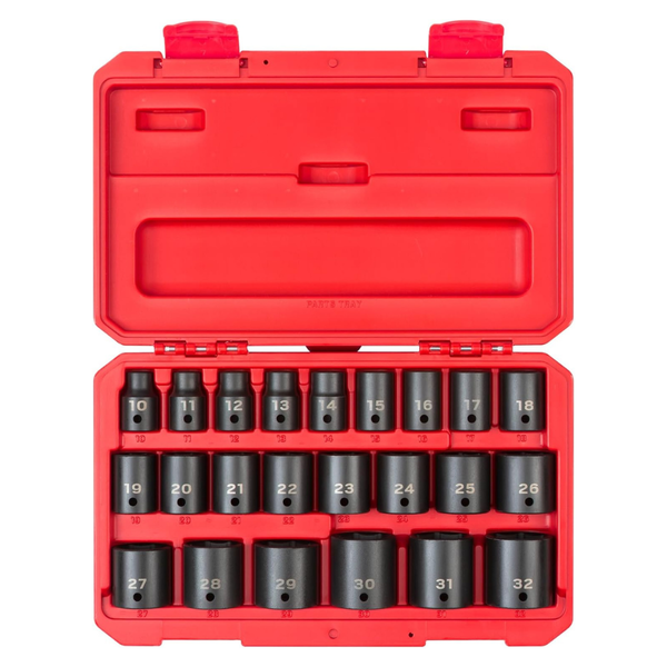 23-Piece TEKTON 1/2 Inch Drive Shallow 6-Point Impact Socket Set With Case