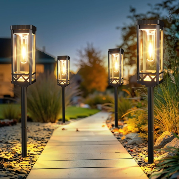 8-Pack Outdoor Taller Solar Pathway Lights (Warm White)