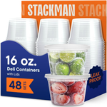 48-Pack 16-Oz Stack Man Deli Containers With Lids
