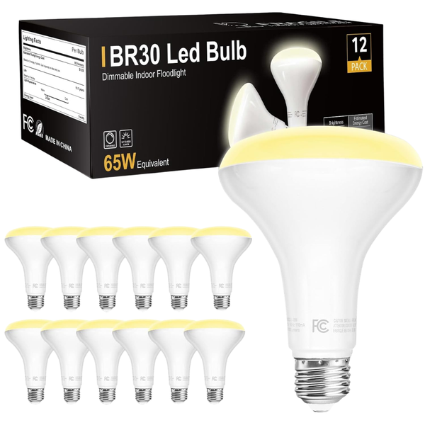 12-Pack BR30 65W Equivalent LED Bulbs