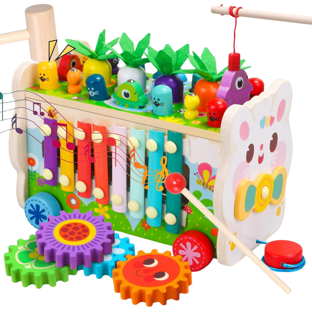 9 in 1 Wooden Montessori Hammering Toy With Xylophone