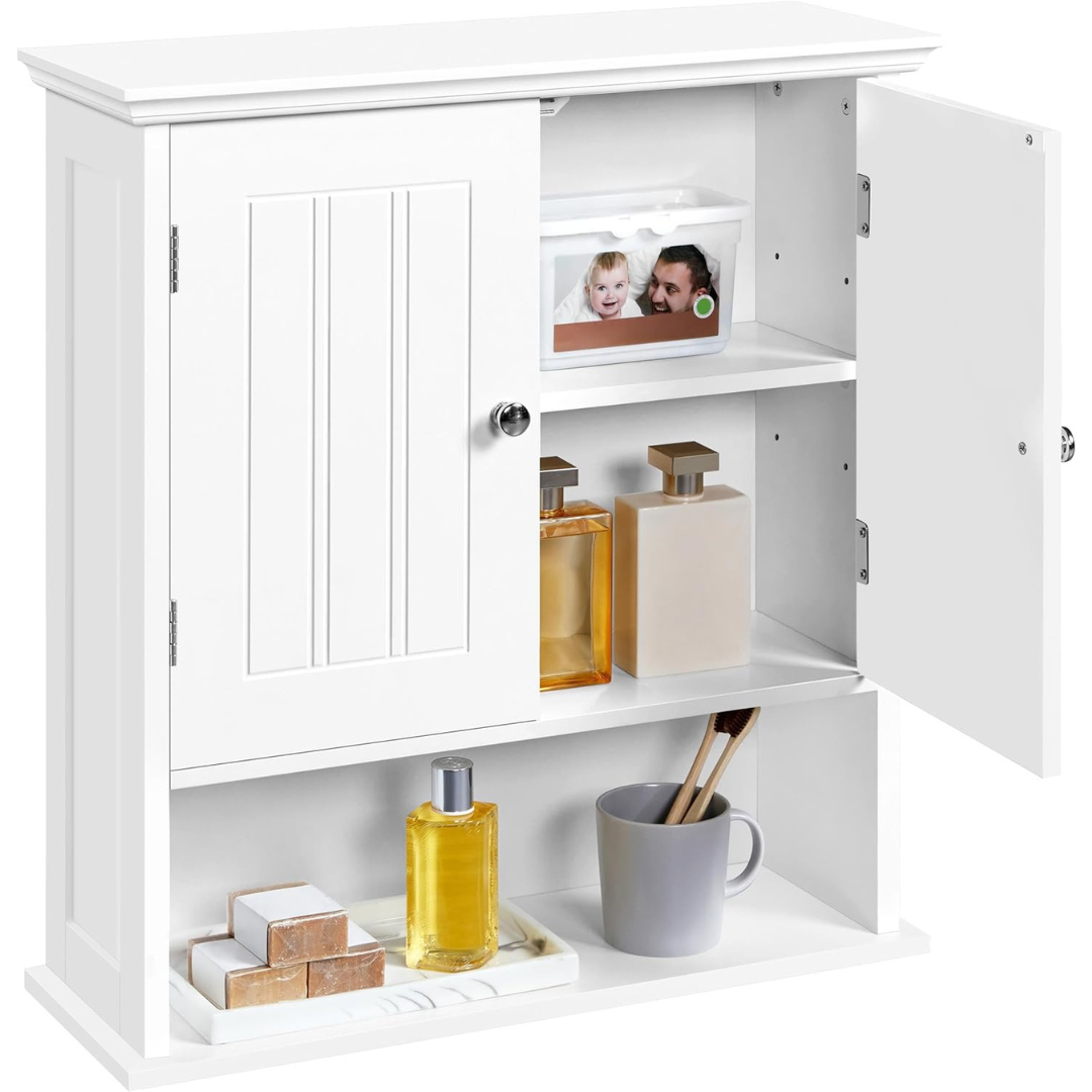 Yaheetech Wall Cabinet with 2 Doors and Open Compartment