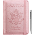 PU Leather RFID Passport Cover Wallet with Pen
