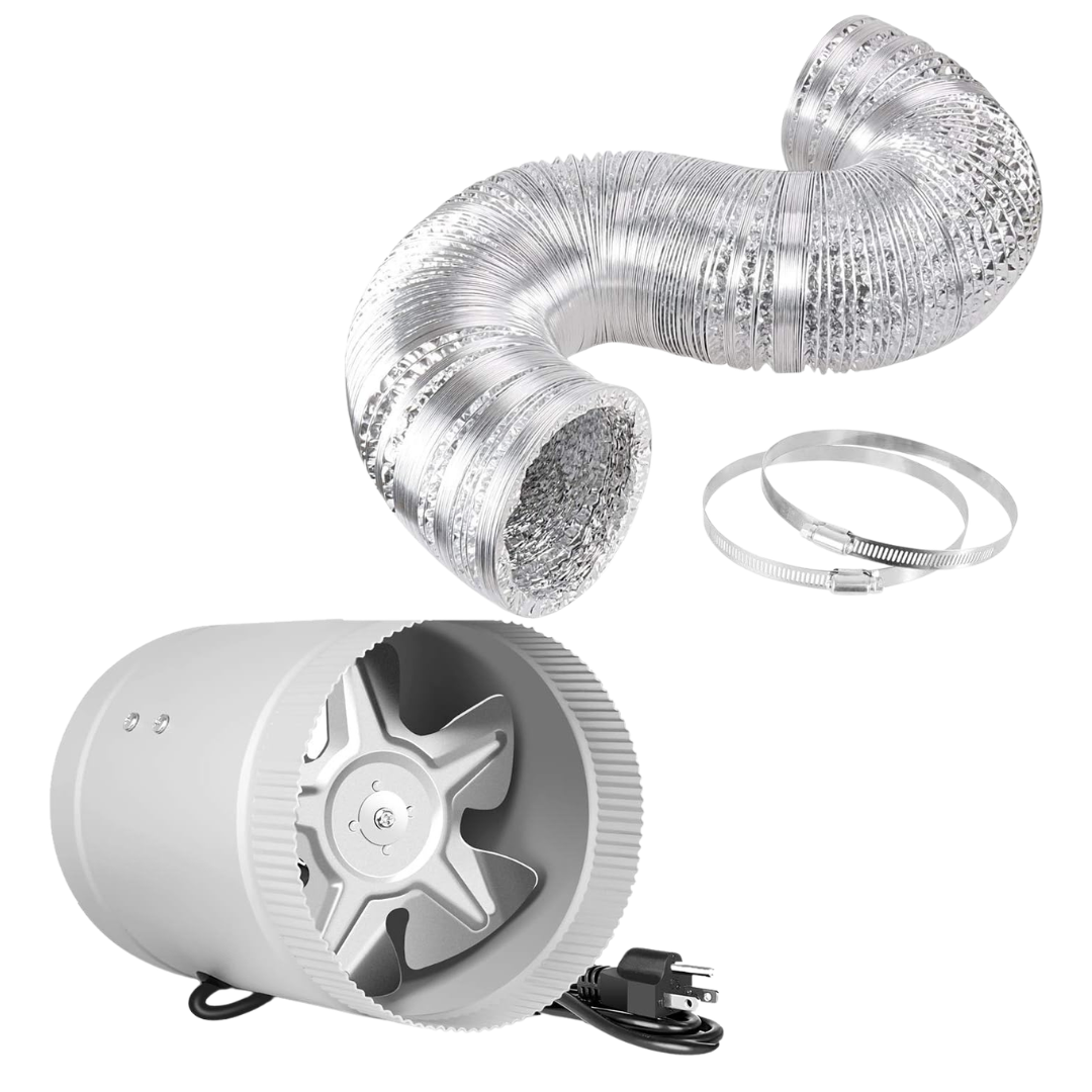 6" Inline Booster Fan And 16 Feet Ducting Vent Hose