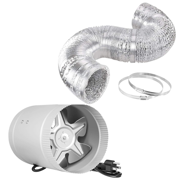 6" Inline Booster Fan And 16 Feet Ducting Vent Hose