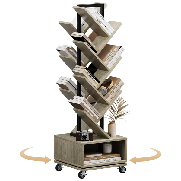 iabifo 14 Tire Rotating Bookshelf With Brake Wheels