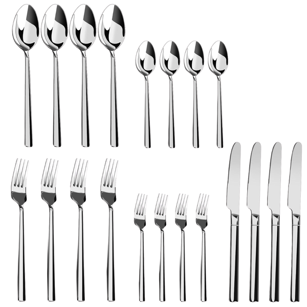 20-Piece Stainless Steel Modern Polished Flatware Set
