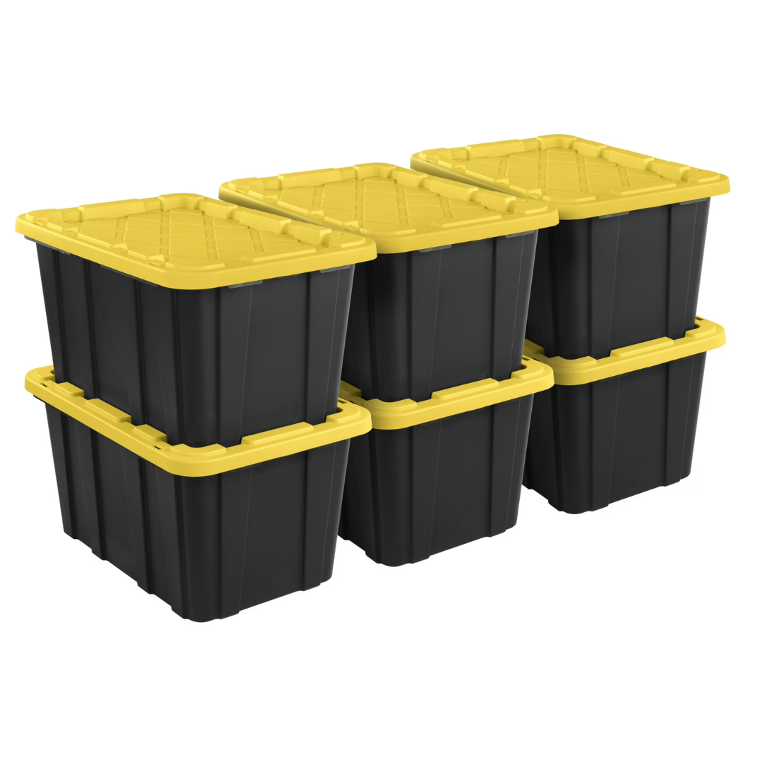 6-Pack 27-Gal Sterilite Industrial Tote Storage Bin W/ Snap-on Lid
