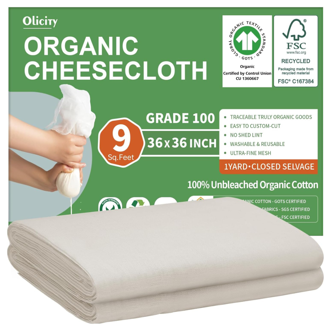 Organic Reusable Cotton Cheesecloth Mesh (36 x 36")