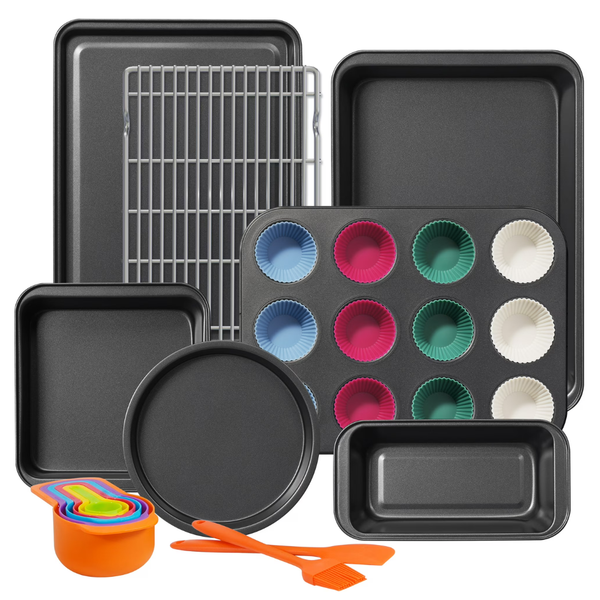 22-Piece Kikcoin Carbon Steel Non-Stick Baking Pan Set