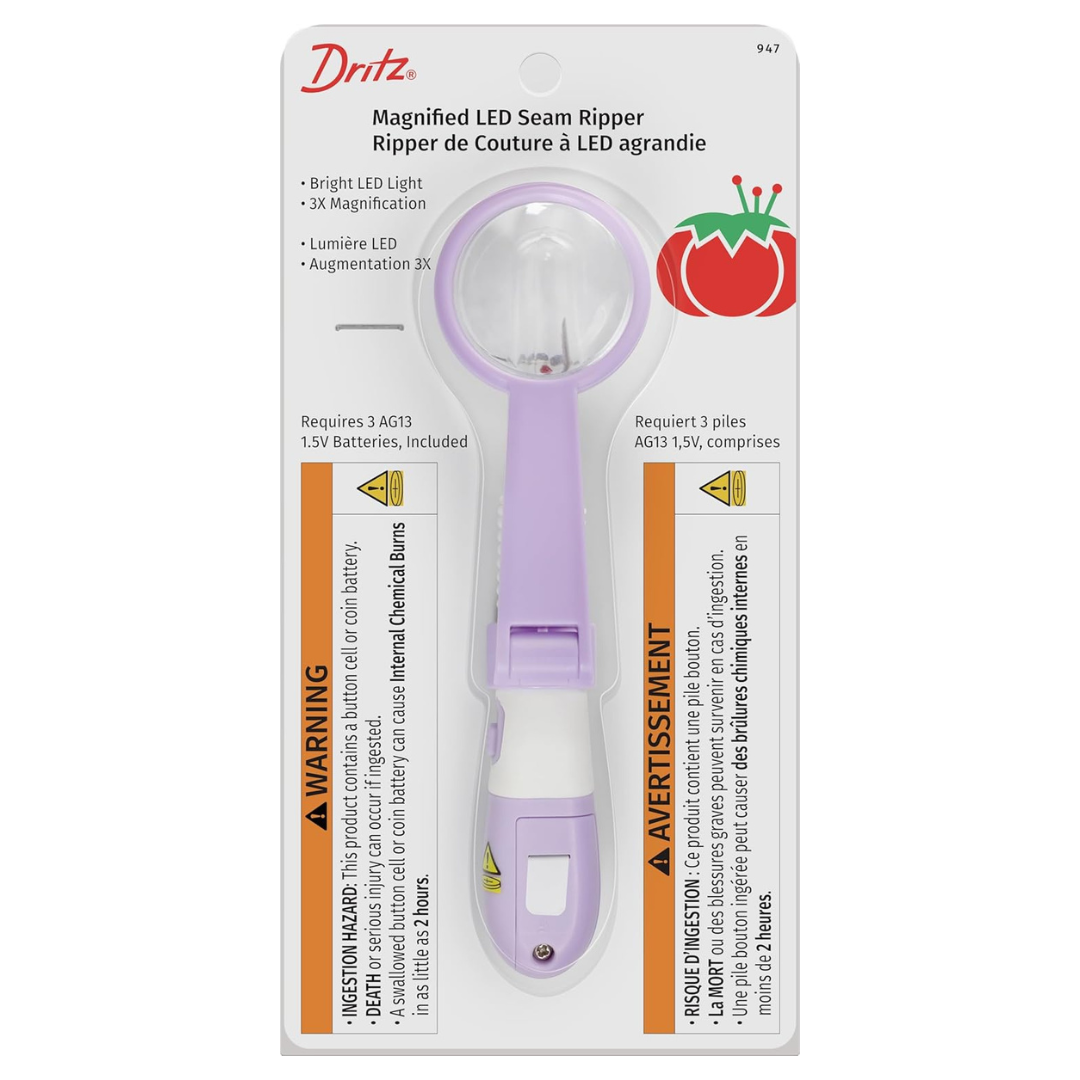Dritz Soft Slip Resistant Magnified LED Seam Ripper