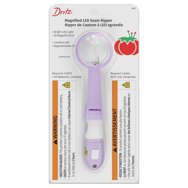 Dritz Soft Slip Resistant Magnified LED Seam Ripper