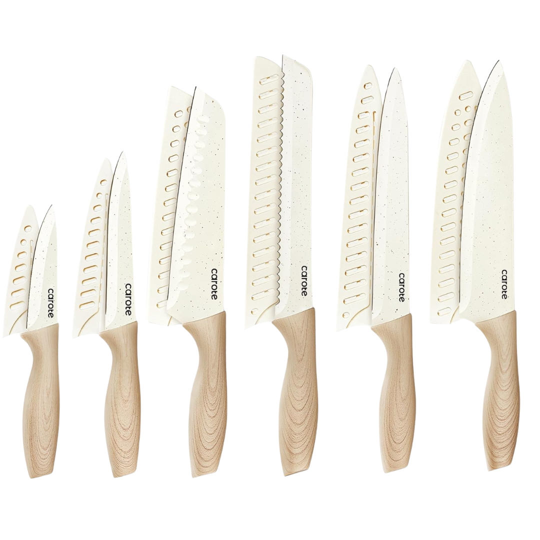 12-Piece Carote Granite Nonstick Ceramic Coated Stainless Steel Knife Set