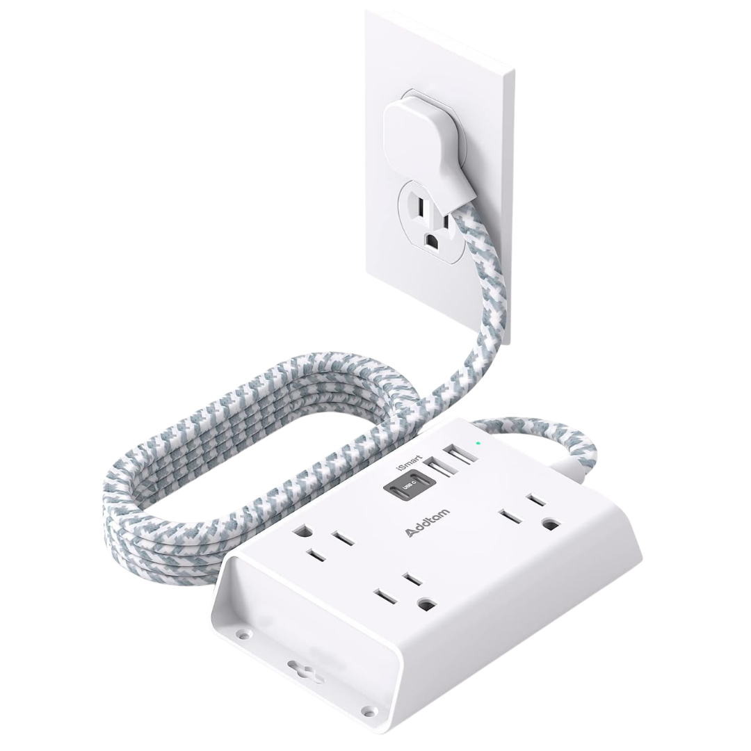7-in-1 5ft USB-C Power Strip W/ 3-Outlets & 4 USB Ports