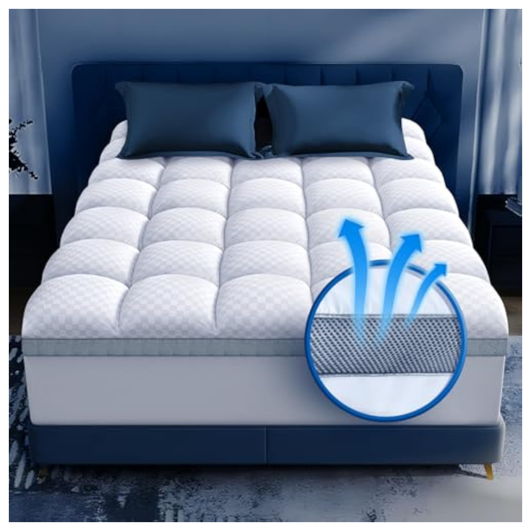 Premium 2'' Plush Pillow Top Memory Foam King Mattress Topper