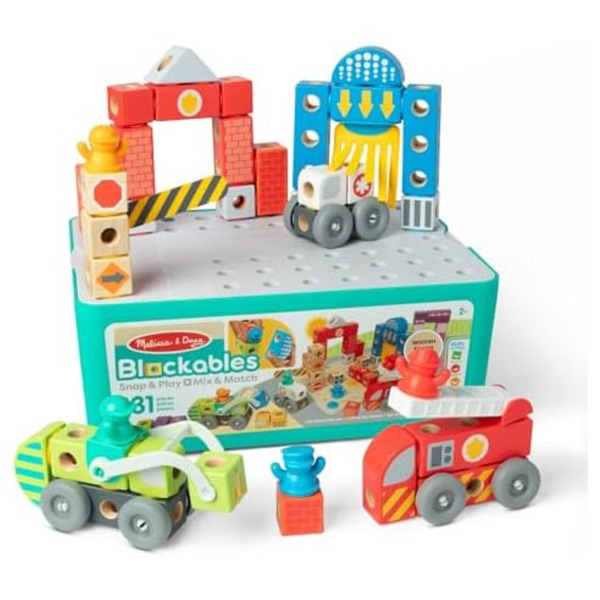 122-Piece Melissa & Doug Wooden Building Blocks Set W/ Storage Bin