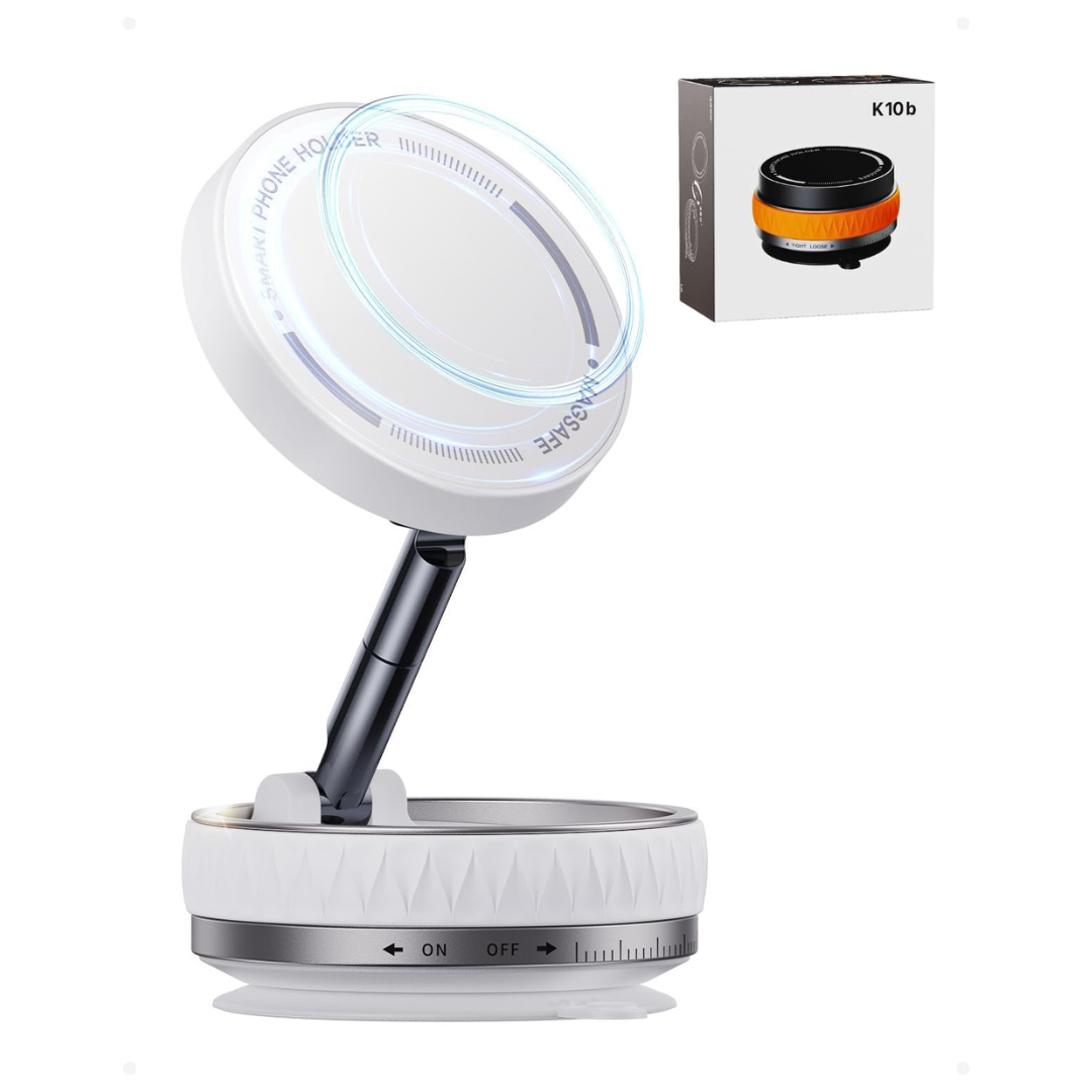 Magnetic Car Phone Mount With Suction Cup & 2 Mag Rings