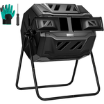 43-Galllon Tumbling Composter Dual Rotating Batch Compost Bin