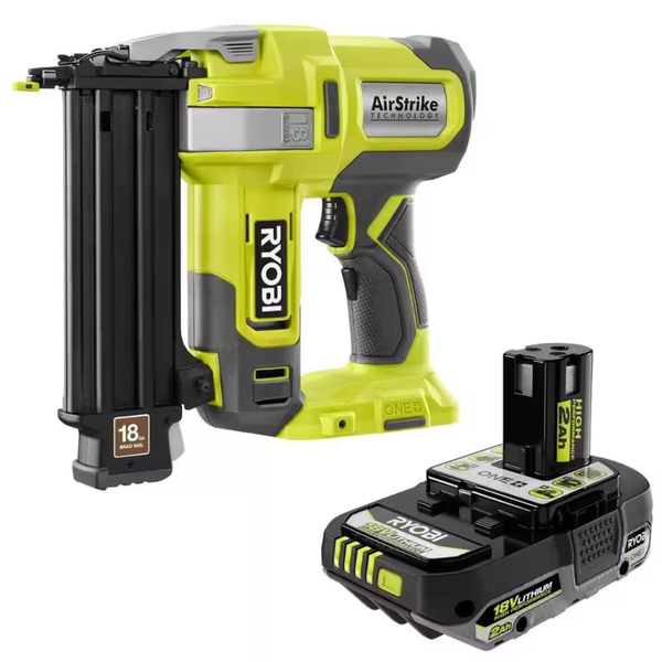 Ryobi One+ 18V 18-Gauge Cordless AirStrike Brad Nailer With 2.0 Ah Battery