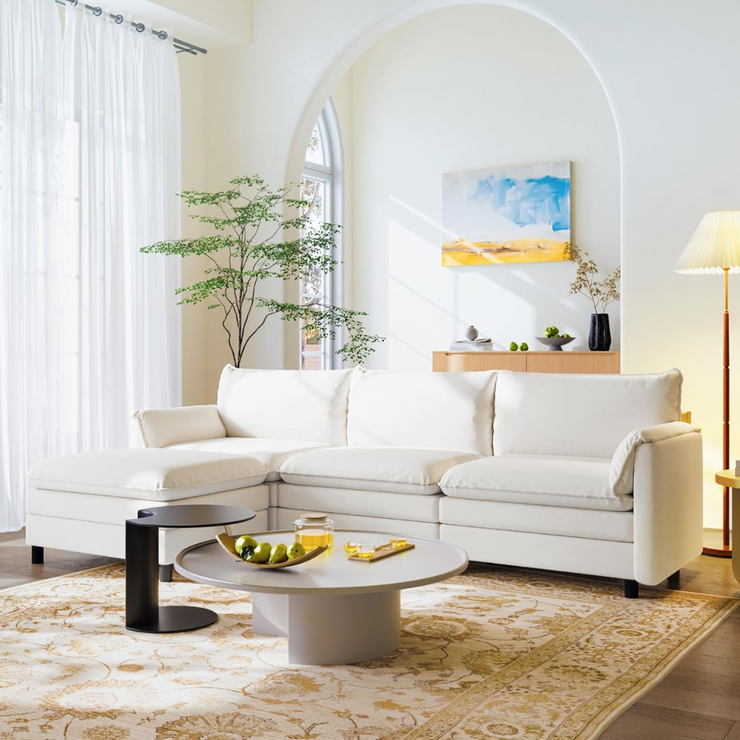 FLEXISPOT 100.4" SF6 Cloud Modular Sectional Sofa W/ Storage Ottoman