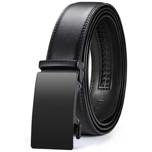 Men's Leather Ratchet Belt With Adjustable Buckle (32" to 38")