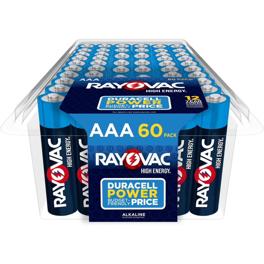 60-Pack Rayovac High Energy Alkaline AAA Batteries