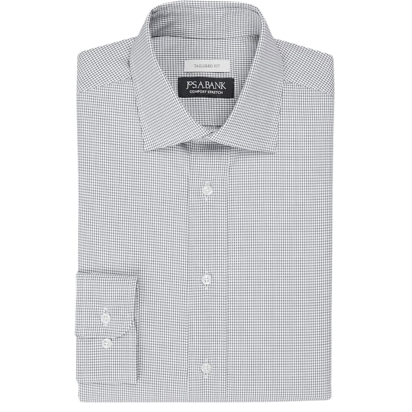 Jos. A. Bank Tailored Fit Spread Collar Tiny Grid Dress Shirt