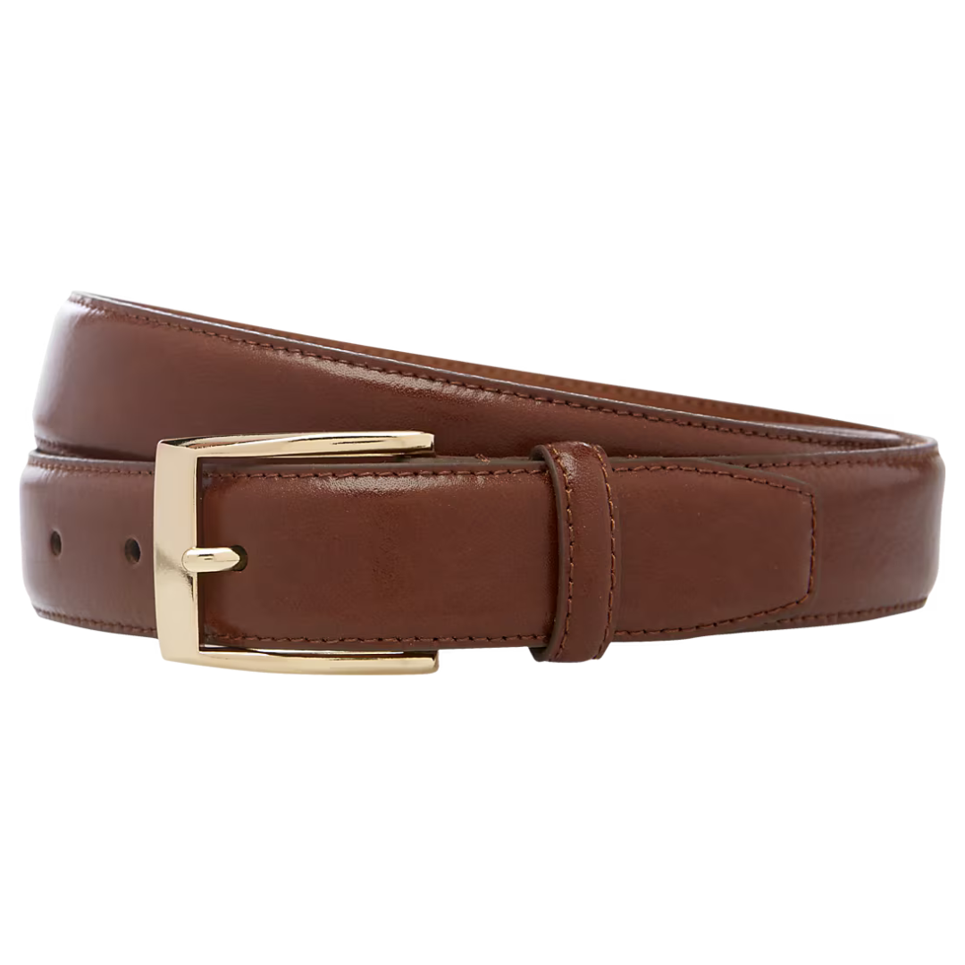 Jos.A.Bank Leather Belt with Gold- Tone Buckle