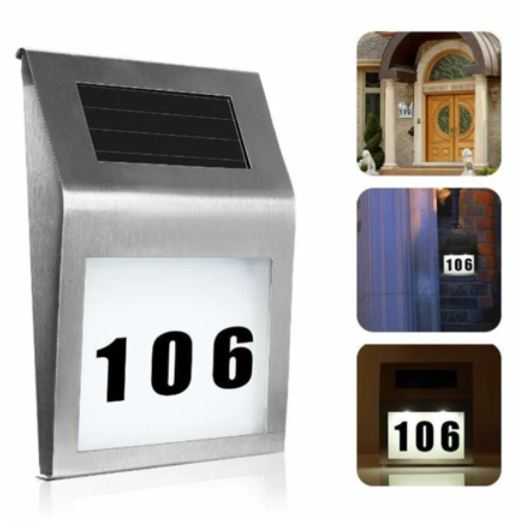 Solar LED Address Sign House Number Light With White LEDs