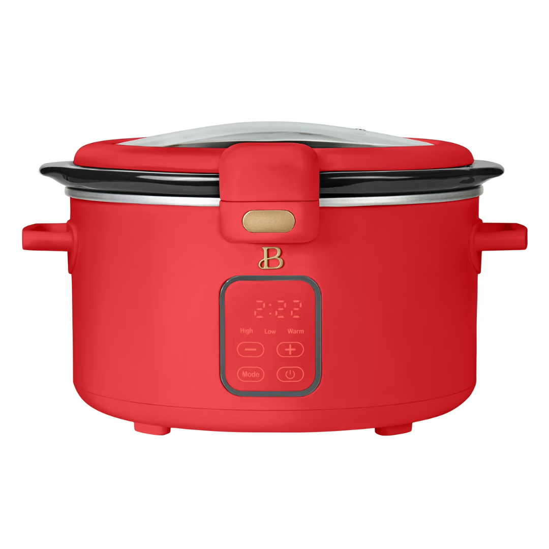 4QT Beautiful Digital Slow Cooker With Hinged Locking Lid
