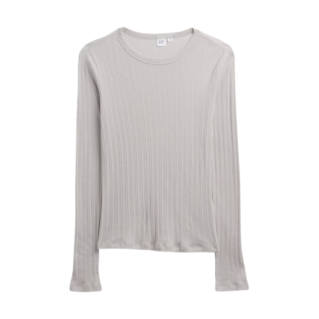 Gap Factory Women's Ribbed Pointelle Crewneck T-Shirt