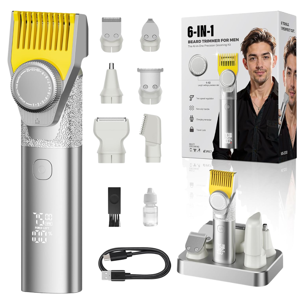 6-in-1 Multi Beard Trimmer With Adjustable Limiting Comb