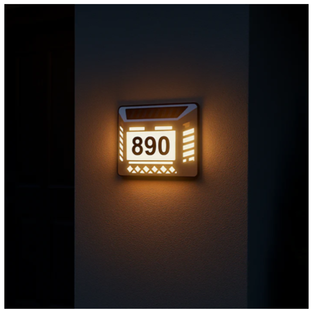 Waterproof House Number Plaque Solar LED Address Sign