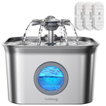 2.8L Feelneedy Stainless Steel Pet Water Fountain W/ 3-Count Filters