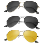 3-Pack KALIYADI 62mm Classic Aviator Sunglasses