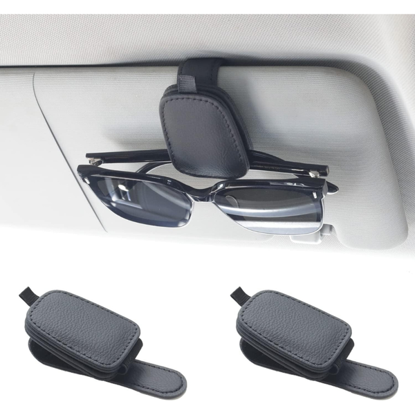 2-Pack Magnetic Leather Sunglasses Holder For Car Visor (Various)