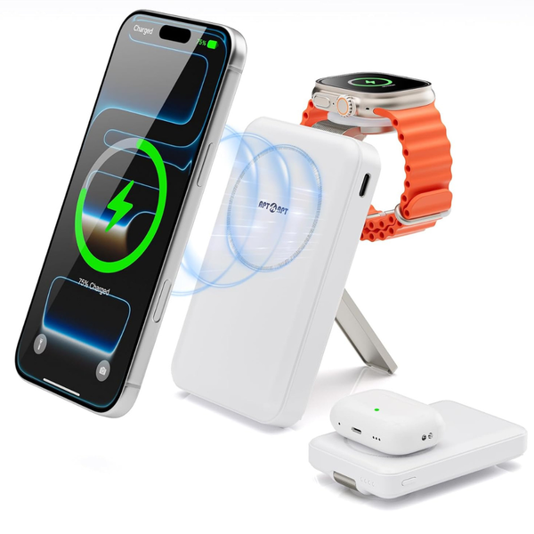 10000mAh 3-in-1 Portable Magnetic Wireless Power Bank With Stand