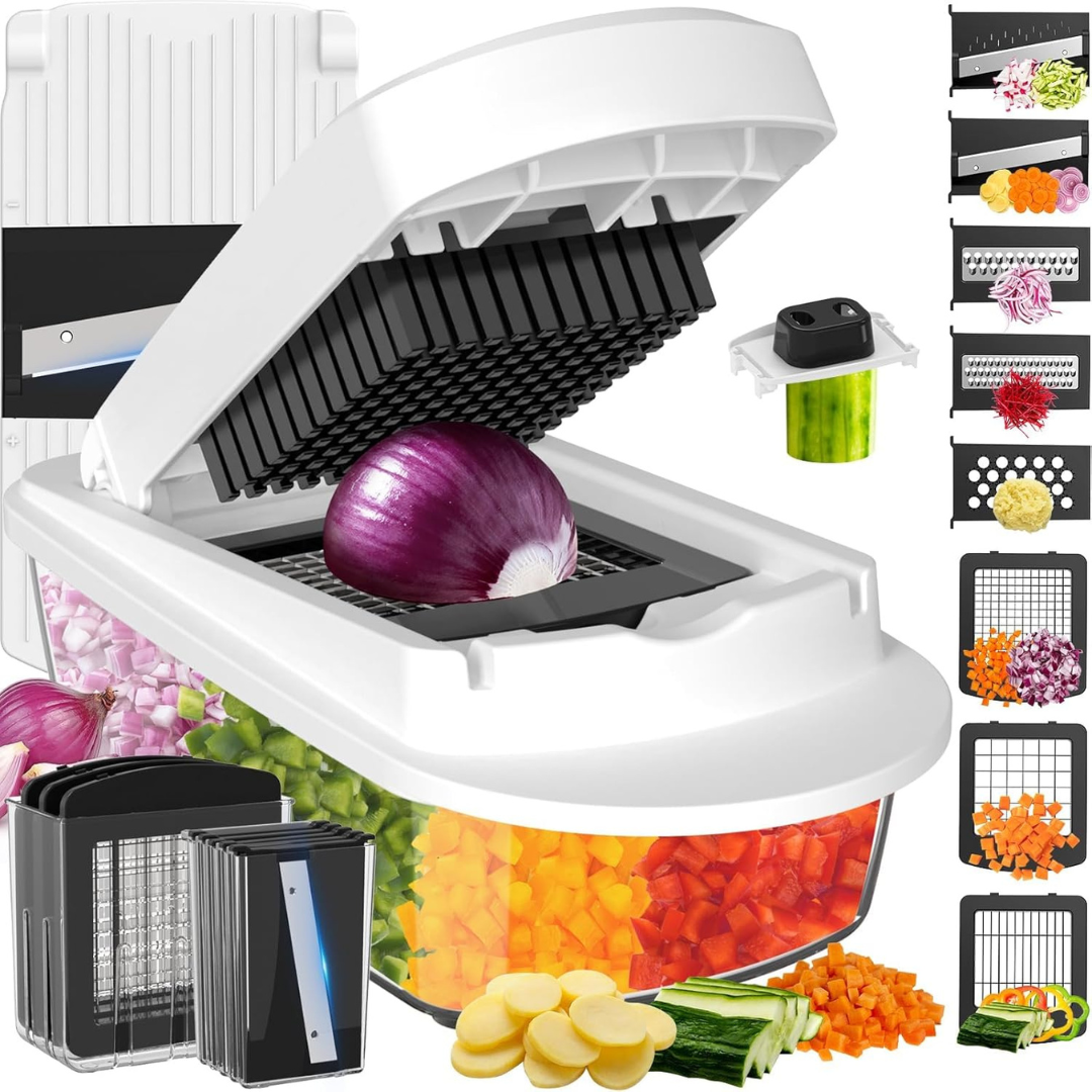 8 Blade All-in-1 Vegetable Chopper And Mandoline Slicer With Container