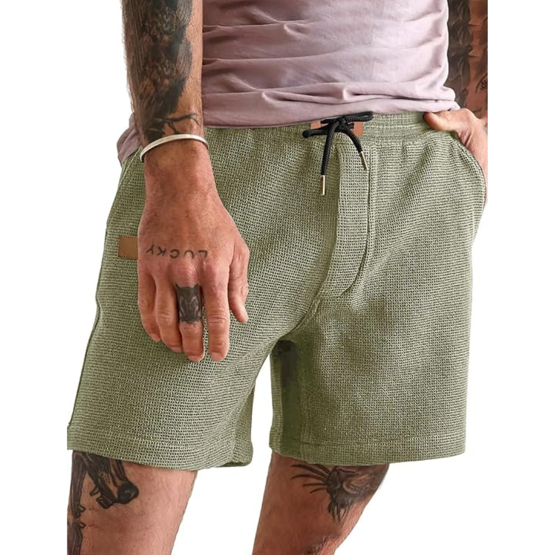 JMIERR Men's 5" Waffle Stretch Waist Drawstring Shorts