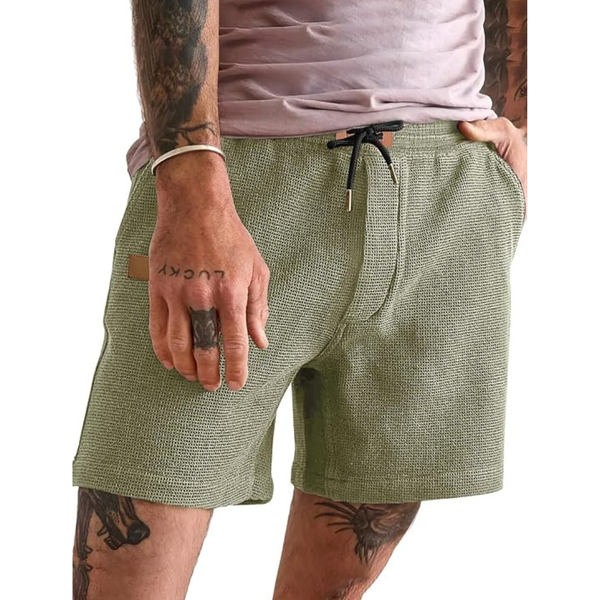 JMIERR Men's 5" Waffle Stretch Waist Drawstring Shorts