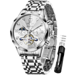 Olevs Men's Automatic Diamond Skeleton Watch