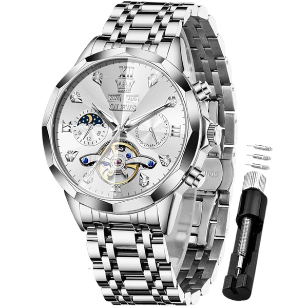 Olevs Men's Automatic Diamond Skeleton Watch