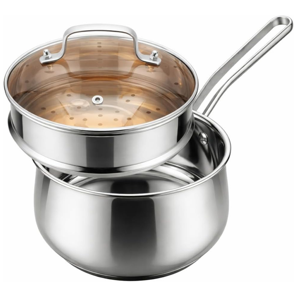 2.5 Qt. Stainless Steel Saucepan w/ Steamer Basket