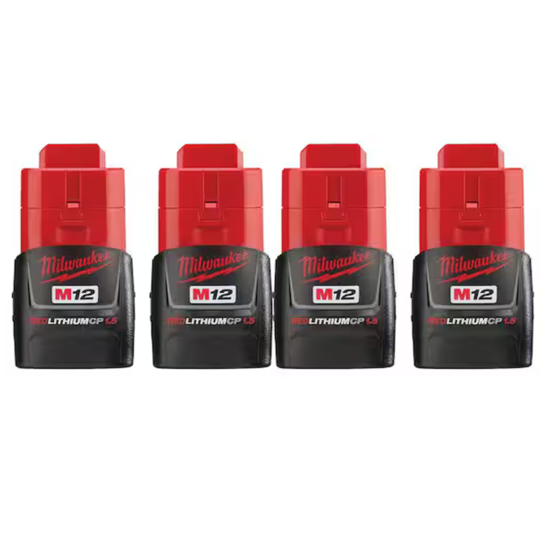 4-Pack Milwaukee M12 12-Volt 1.5 Ah Lithium-Ion Compact Battery