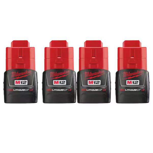 4-Pack Milwaukee M12 12-Volt 1.5 Ah Lithium-Ion Compact Battery
