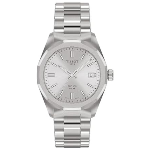 Tissot PRC 100 Solar Silver Dial 34mm Women's Watch