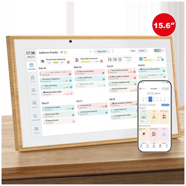 15.6" Wall Planner Electronic Calendar & Chore Chart