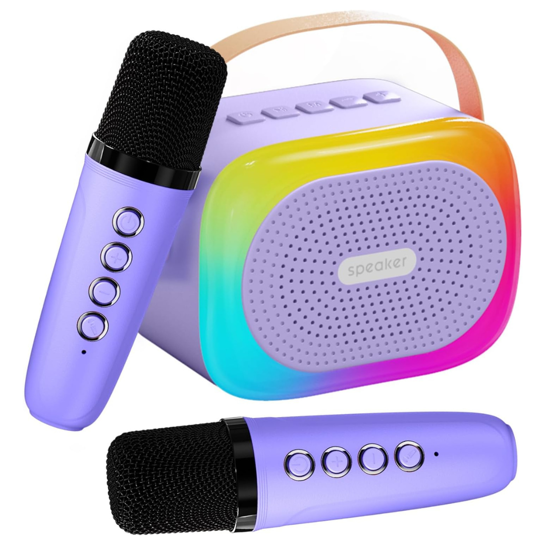 Kids Portable Karaoke Machine With 2 Bluetooth Wireless Microphones
