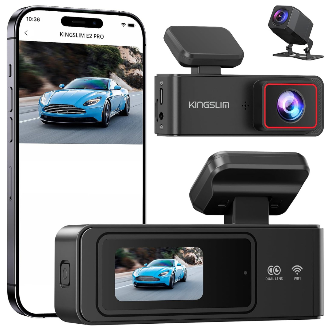 Wireless WiFi 2K Front & Rear Dash Cam With 64GB SD Card